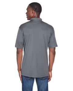 UltraClub 8425 Men’s Cool & Dry Sport Performance Interlock Polo – Charcoal (on model back)