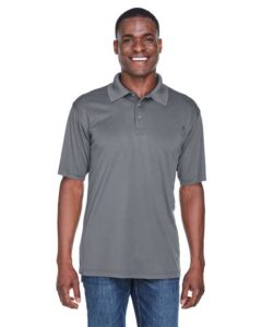 UltraClub 8425 Men’s Cool & Dry Sport Performance Interlock Polo – Charcoal (on model)