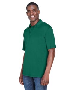 UltraClub 8425 Men’s Cool & Dry Sport Performance Interlock Polo – Forest Green (on model side)