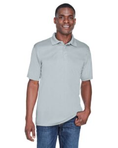 UltraClub 8425 Men’s Cool & Dry Sport Performance Interlock Polo – Grey (on model)