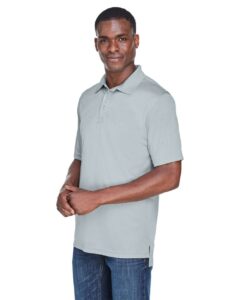 UltraClub 8425 Men’s Cool & Dry Sport Performance Interlock Polo – Grey (on model side)