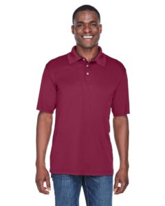 UltraClub 8425 Men’s Cool & Dry Sport Performance Interlock Polo – Maroon (on model)
