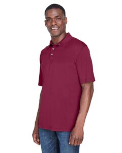 UltraClub 8425 Men’s Cool & Dry Sport Performance Interlock Polo – Maroon (on model side)