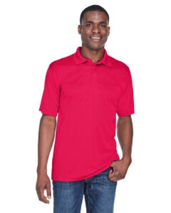 UltraClub 8425 Men’s Cool & Dry Sport Performance Interlock Polo – Red (on model)