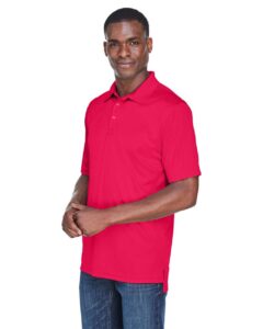 UltraClub 8425 Men’s Cool & Dry Sport Performance Interlock Polo – Red (on model side)