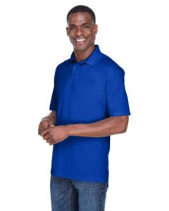 UltraClub 8425 Men’s Cool & Dry Sport Performance Interlock Polo – Royal (on model side)