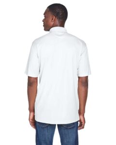 UltraClub 8425 Men’s Cool & Dry Sport Performance Interlock Polo – White (on model back)