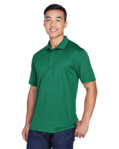 UltraClub 8405 Men’s Cool & Dry Sport Polo – Forest Green (on model side)