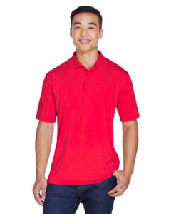 UltraClub 8405 Men’s Cool & Dry Sport Polo – Red (on model)