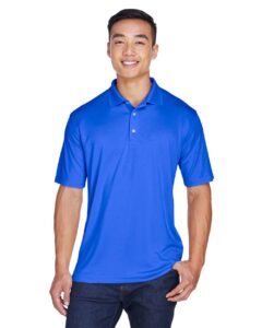 UltraClub 8405 Men’s Cool & Dry Sport Polo – Royal (on model)