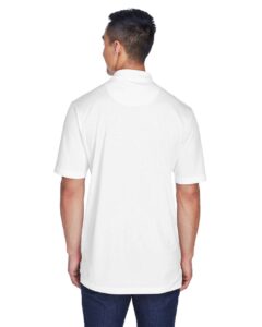 UltraClub 8405 Men’s Cool & Dry Sport Polo – White (on model back)