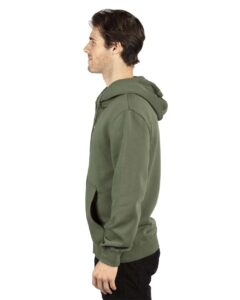 Threadfast Apparel 320Z Unisex Fleece Full-Zip Hooded Sweatshirt – Army (on model side)