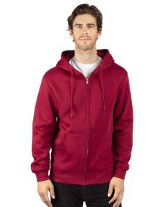 Threadfast Apparel 320Z Unisex Fleece Full-Zip Hooded Sweatshirt – Burgundy (on model)