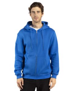 Threadfast Apparel 320Z Unisex Fleece Full-Zip Hooded Sweatshirt – Royal (on model)