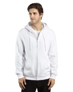 Threadfast Apparel 320Z Unisex Fleece Full-Zip Hooded Sweatshirt – White (on model)