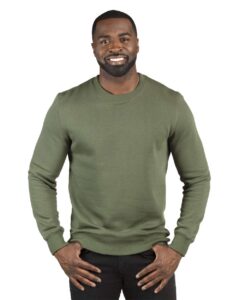 Threadfast Apparel 320C Unisex Ultimate Crewneck Sweatshirt – Army (on model)