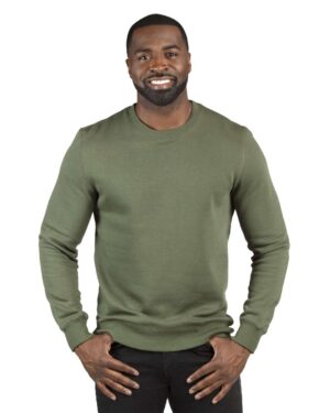 Threadfast Apparel 320C Unisex Ultimate Crewneck Sweatshirt – Army (on model)