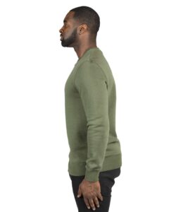 Threadfast Apparel 320C Unisex Ultimate Crewneck Sweatshirt – Army (on model side)