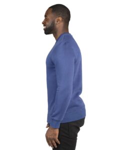Threadfast Apparel 320C Unisex Ultimate Crewneck Sweatshirt – Navy (on model side)