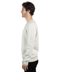 Threadfast Apparel 320C Unisex Ultimate Crewneck Sweatshirt – Oatmeal Heather (on model side)