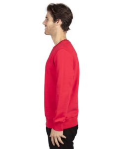 Threadfast Apparel 320C Unisex Ultimate Crewneck Sweatshirt – Red (on model side)