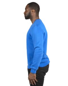Threadfast Apparel 320C Unisex Ultimate Crewneck Sweatshirt – Royal (on model side)