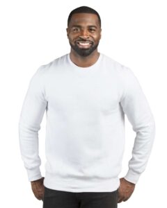 Threadfast Apparel 320C Unisex Ultimate Crewneck Sweatshirt – White (on model)