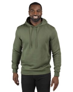 Threadfast Apparel 320H Unisex Ultimate Fleece Pullover Hooded Sweatshirt – Army (on model)