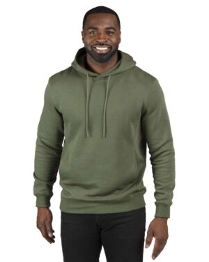 Threadfast Apparel 320H Unisex Ultimate Fleece Pullover Hooded Sweatshirt – Army (on model)
