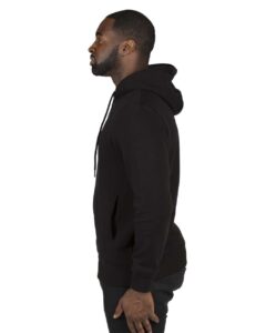 Threadfast Apparel 320H Unisex Ultimate Fleece Pullover Hooded Sweatshirt – Black (on model side)