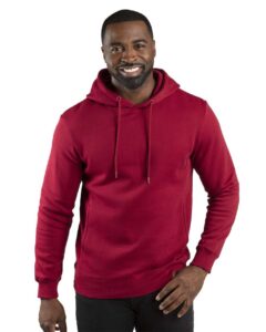 Threadfast Apparel 320H Unisex Ultimate Fleece Pullover Hooded Sweatshirt – Burgundy (on model)