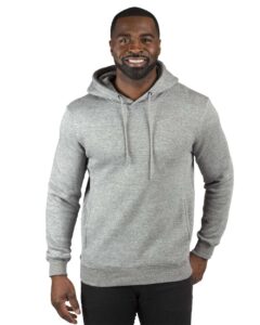 Threadfast Apparel 320H Unisex Ultimate Fleece Pullover Hooded Sweatshirt – Heather Grey (on model)