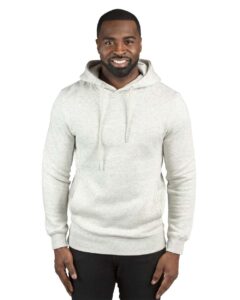 Threadfast Apparel 320H Unisex Ultimate Fleece Pullover Hooded Sweatshirt – Oatmeal Heather (on model)
