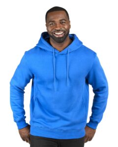 Threadfast Apparel 320H Unisex Ultimate Fleece Pullover Hooded Sweatshirt – Royal (on model)
