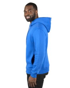 Threadfast Apparel 320H Unisex Ultimate Fleece Pullover Hooded Sweatshirt – Royal (on model side)