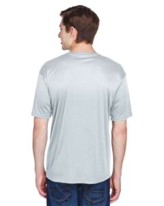 UltraClub 8620 Men’s Cool & Dry Basic Performance T-Shirt – Grey (on model back)