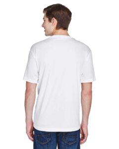 UltraClub 8620 Men’s Cool & Dry Basic Performance T-Shirt – White (on model back)