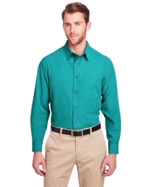 UltraClub UC500 Men’s Bradley Performance Woven Shirt – Jade (on model)
