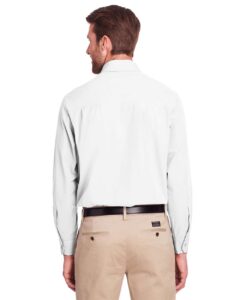 UltraClub UC500 Men’s Bradley Performance Woven Shirt – White (on model back)
