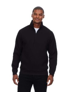 Threadfast Apparel 320Q Unisex Ultimate Fleece Quarter-Zip Sweatshirt – Black (on model)