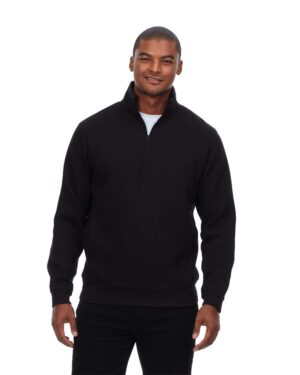 Threadfast Apparel 320Q Unisex Ultimate Fleece Quarter-Zip Sweatshirt – Black (on model)