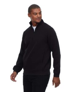 Threadfast Apparel 320Q Unisex Ultimate Fleece Quarter-Zip Sweatshirt – Black (on model side)