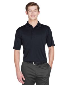 UltraClub 8610 Men’s Cool & Dry 8-Star Elite Performance Interlock Polo – Black (on model)