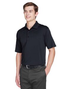 UltraClub 8610 Men’s Cool & Dry 8-Star Elite Performance Interlock Polo – Black (on model side)