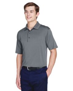 UltraClub 8610 Men’s Cool & Dry 8-Star Elite Performance Interlock Polo – Charcoal (on model side)