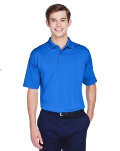 UltraClub 8610 Men’s Cool & Dry 8-Star Elite Performance Interlock Polo – Royal (on model)