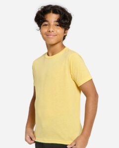 Threadfast Apparel T1000B Youth Epic Cotton T-Shirt – Bright Yellow (on model side)