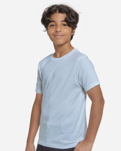 Threadfast Apparel T1000B Youth Epic Cotton T-Shirt – Light Blue (on model side)