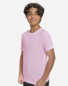 Threadfast Apparel T1000B Youth Epic Cotton T-Shirt – Light Pink (on model side)