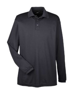 UltraClub 8210LS Men’s Cool & Dry Long Sleeve Mesh Piqué Polo – Black